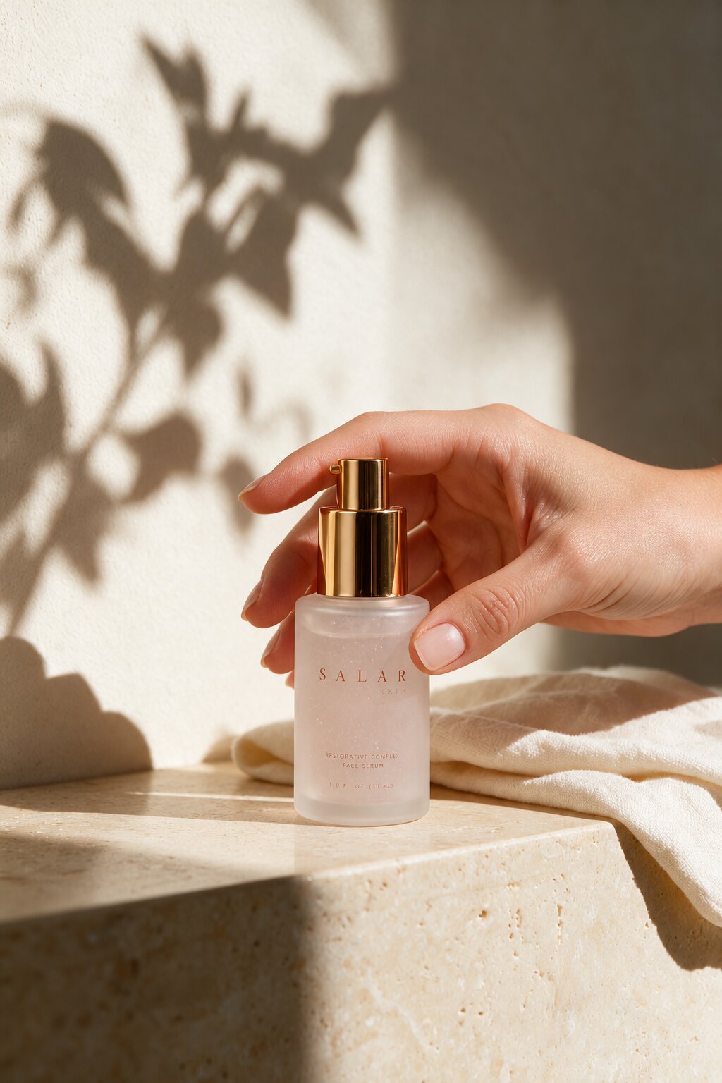 Lifestyle: model holding the serum